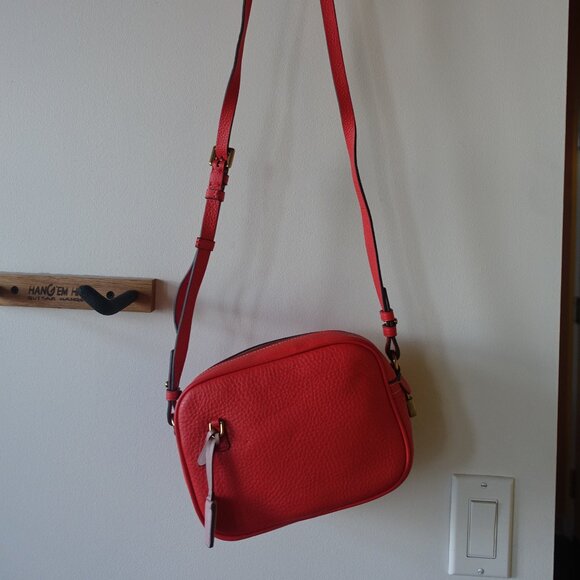 J. Crew Signet Crossbody camera Leather Bag Purse in Italian Leather Red - Picture 8 of 14